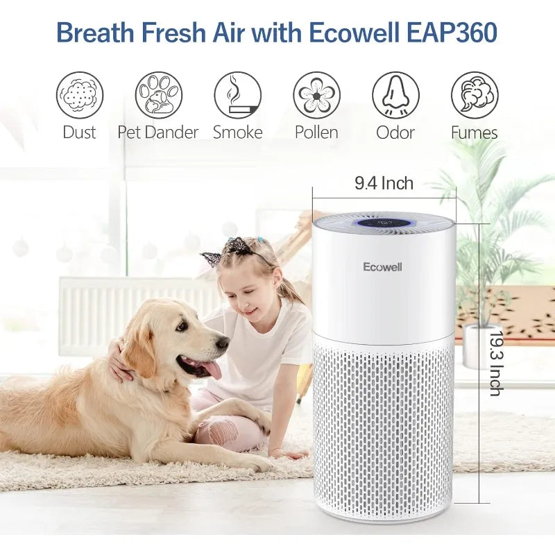 Air Purifiers for Home Large Room with Air Quality Sensor, Covers Up to 1640 Sq Ft, HEPA Filter, 360°Air Intake