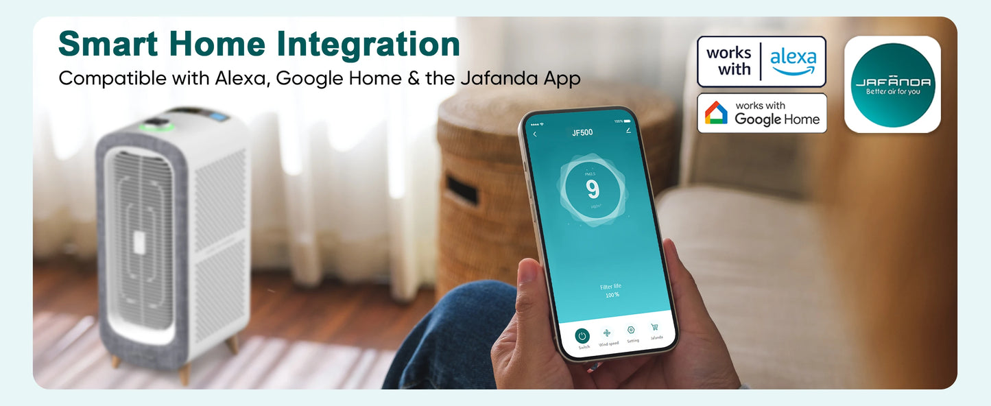 Jafända Air Purifiers for Home Large Room Up To 2105ft², 4× True HEPA Filter, 0.66lbs Activated Carbon Remove Dust Smoke Odor