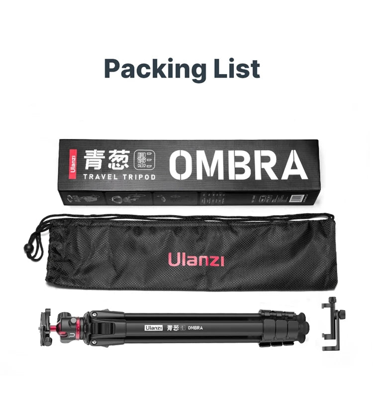 Ulanzi OMBRA Travel Tripod Aluminum Alloy Metal Outdoor Smartphone DSLR Camera Tripod Monopod W Arca Swiss Plate Ball Head