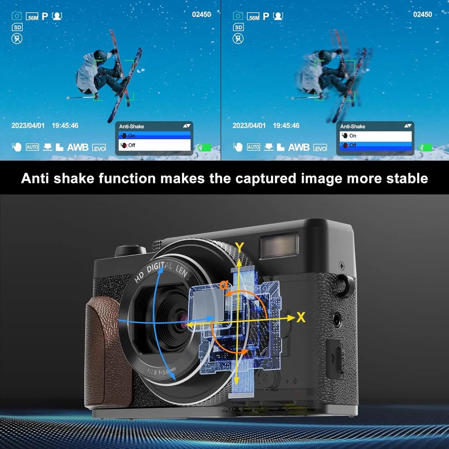NBD Digital Camera 56MP Cameras for Photography 4K Camera 180°Flip Screen Digital Camera with 16X Digital Zoom Compact Camera