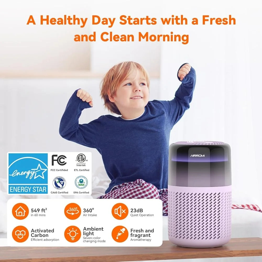 HEPA Air Purifier Home Quiet 360° Air Cleaner Essential Oil Fragrance Pet Friendly Night Sleep Purification Air Quality