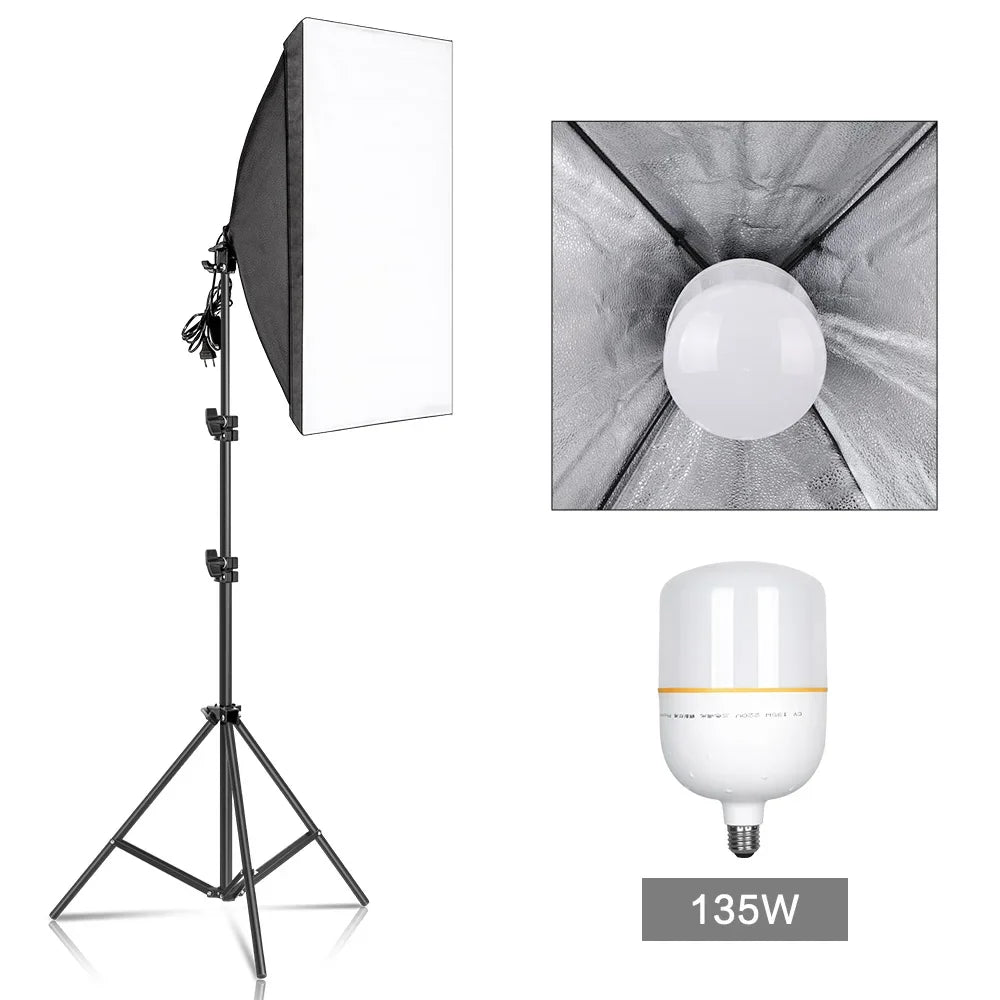 Photography 50x70CM Softbox Lighting Kits Professional Light System With E27 Photographic Bulbs Photo Studio Equipment
