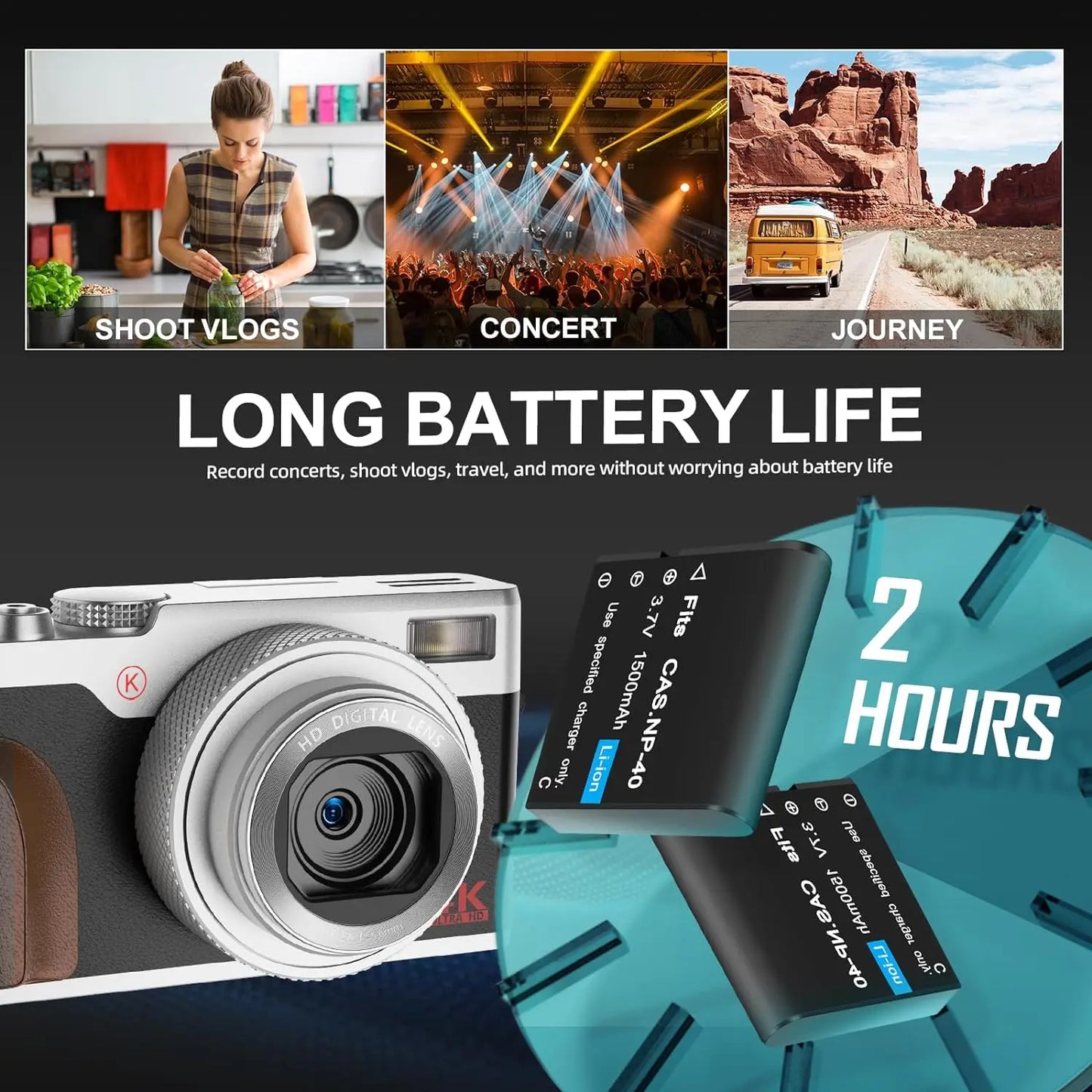 NBD Digital Camera 56MP Cameras for Photography 4K Camera 180°Flip Screen Digital Camera with 16X Digital Zoom Compact Camera