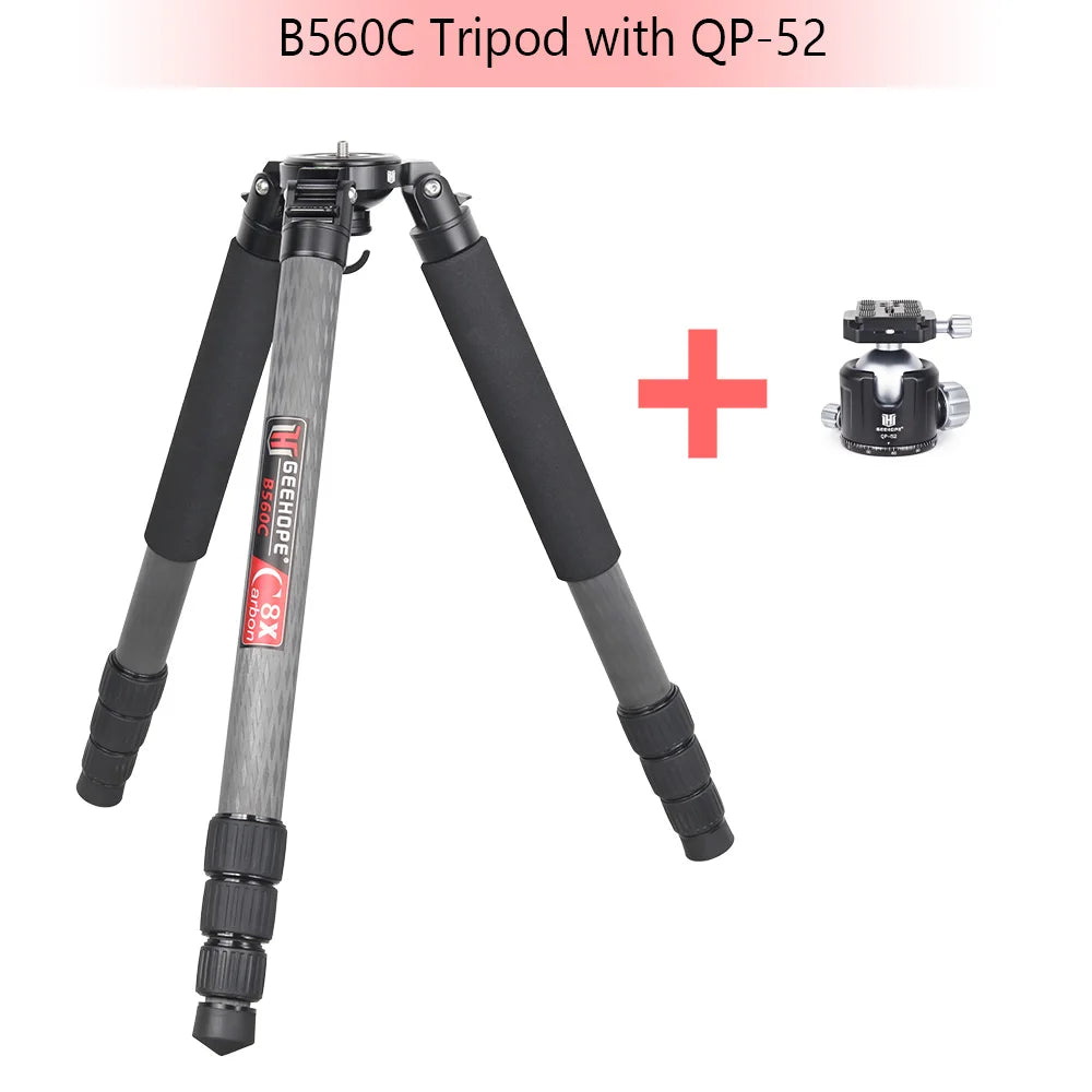 B560C Carbon Fiber Tripod 40mm Tube Professional Heavy Duty Tripod 30kg Load Bowl Tripod for DSLR Camera Shooting Birdwatching