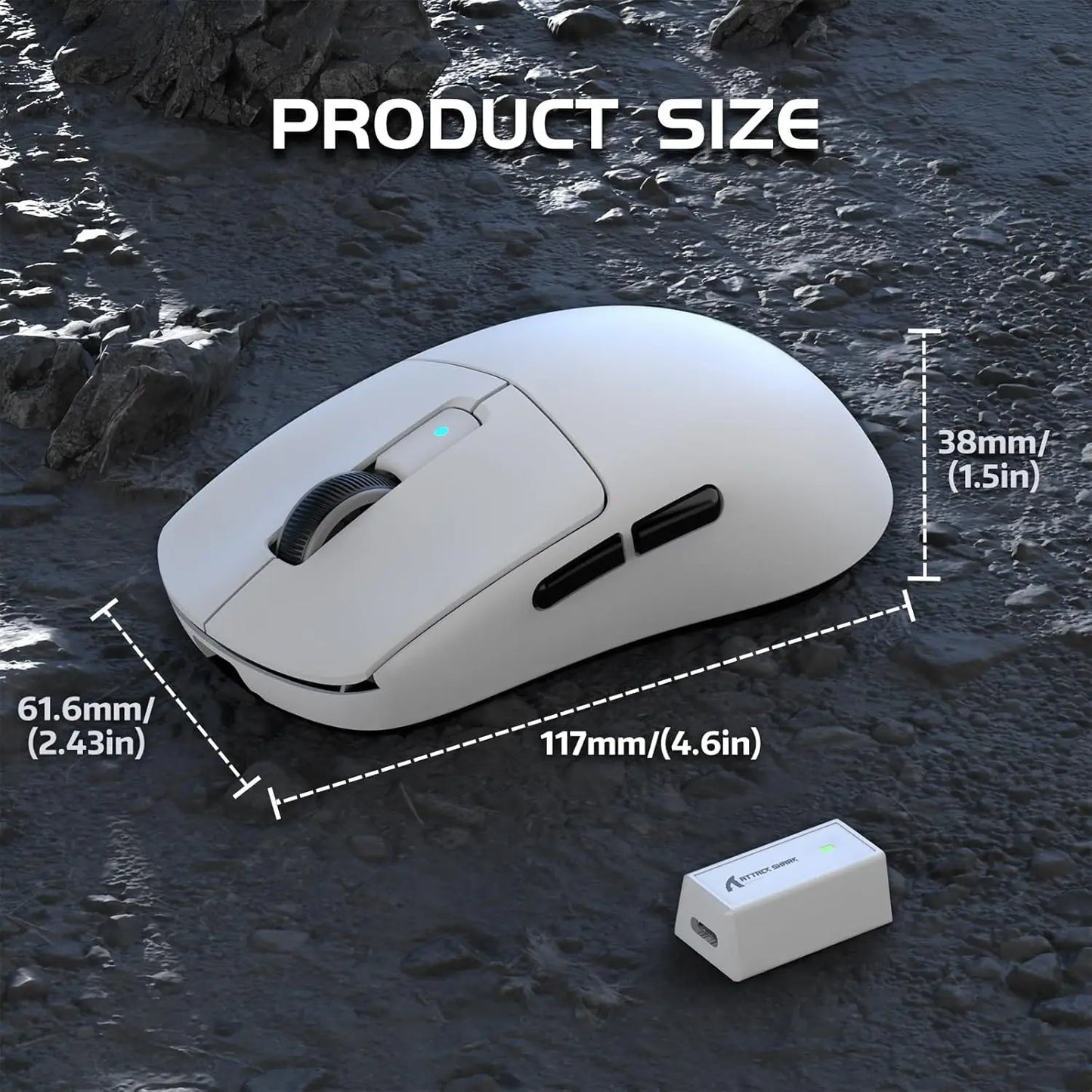 Attack Shark R6 Lightweight Wireless Gaming Mouse, PAW 3950Max Sensor Computer Mouse with Nordic 52480, 8KHz Polling