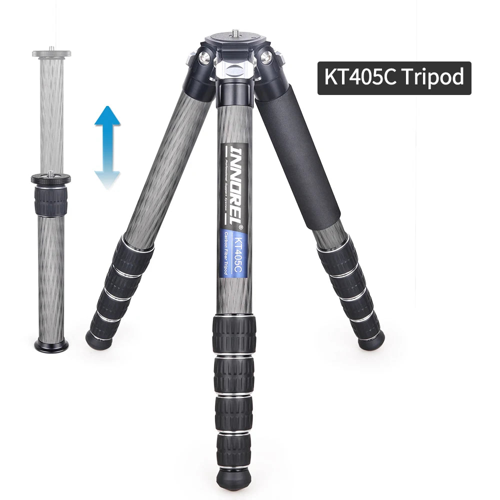 KT365C/KT405C 10 Layers Carbon Fiber Tripod for DSLR Camera 5 Sections Heavy Duty Stand Low Gravity Ballhead Short Center Column