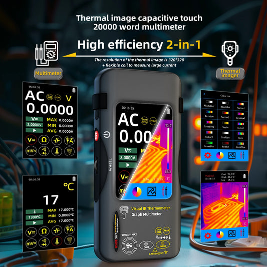 BSIDE Thermal Imager Multimeter 3.98 inch touchscreen 320*320 resolution 15 color palettes Water Leak Detection Circuit repair