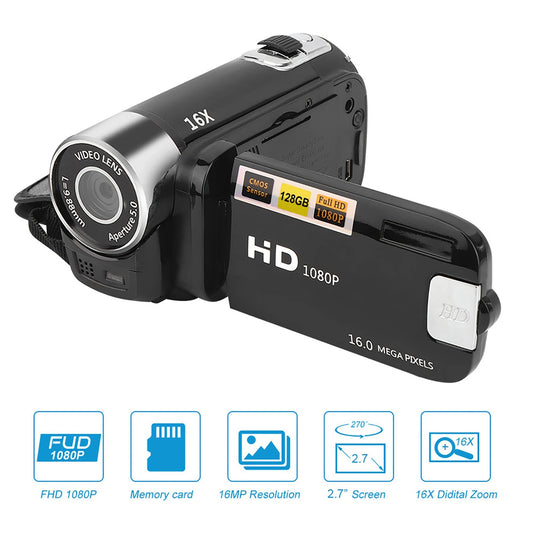 High Definition Camcorder Digital Camcorder Video Recorder 2.4 Inch 16X Digital Zoom for Student Photography Teenagers Kids