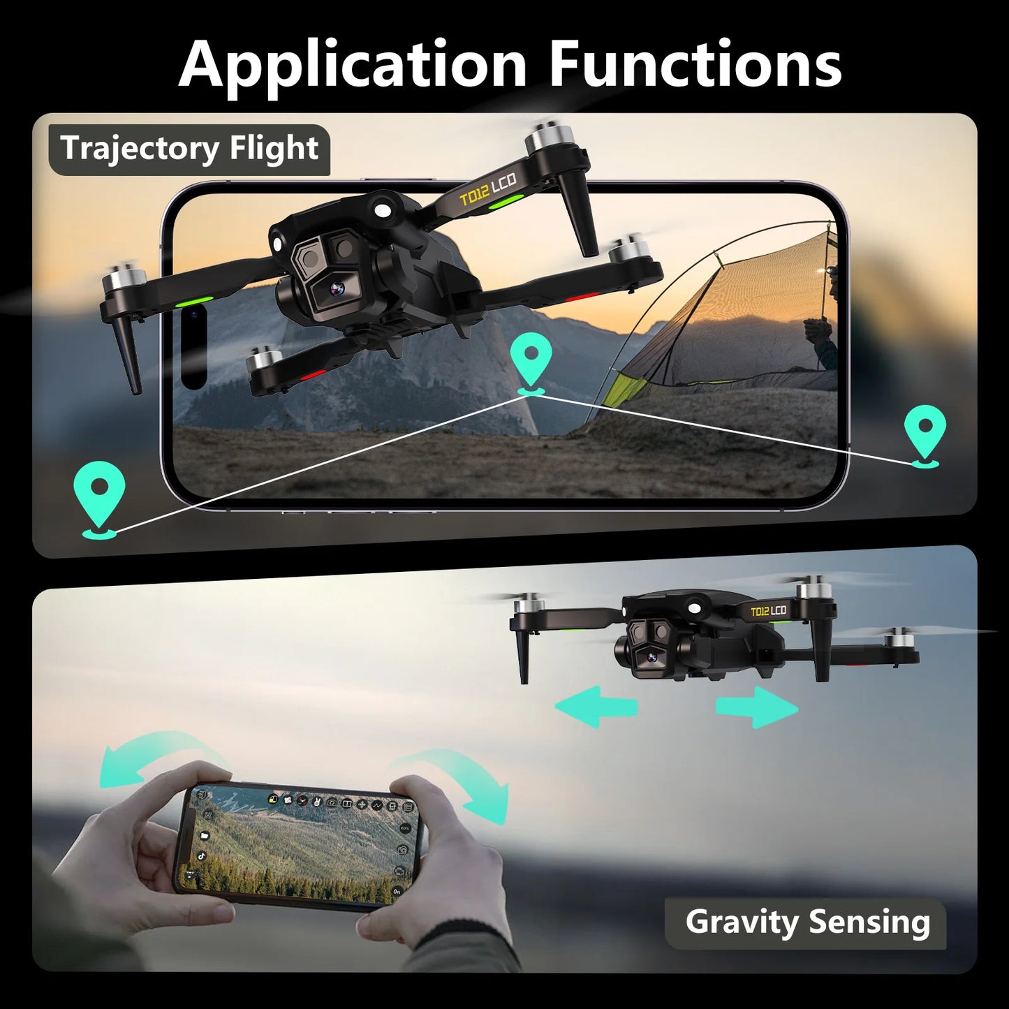 TD12LCD with Motor Brushless Drones with LCD Screen RC Optical Flow Positioning Quadcopter for Beginners