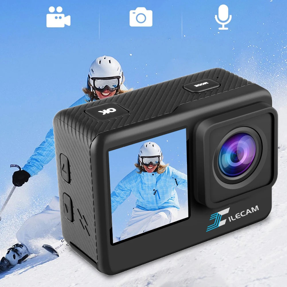 4K UHD 2.0 Inch IPS Screen Video Camera Anti-Shake Outdoor Sport Cam 1080P 30FPS Underwater Camera 120 Wide Angle 30M Waterproof