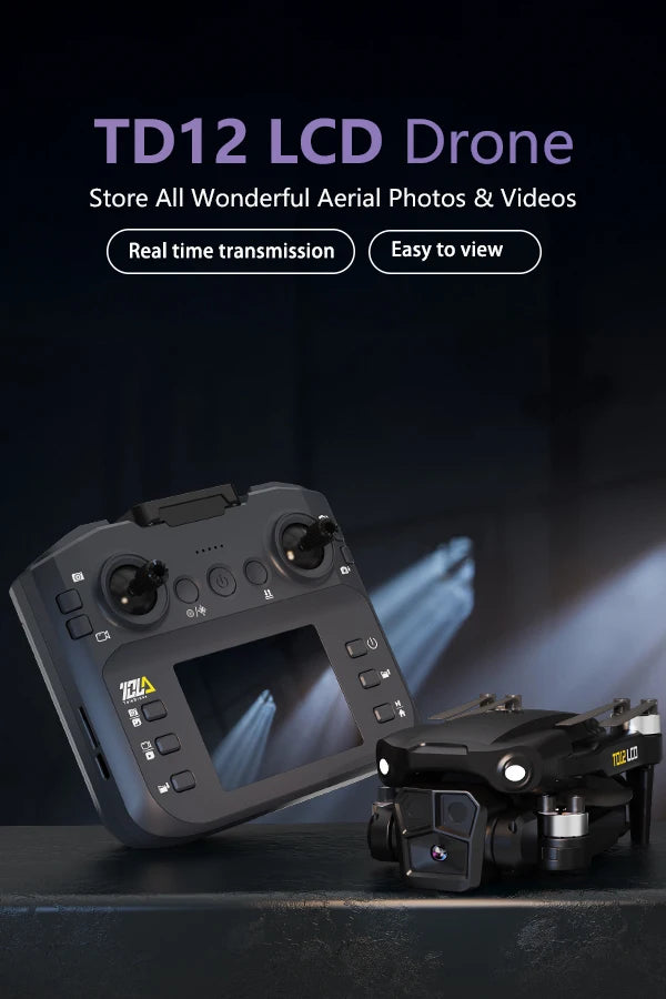 TD12LCD with Motor Brushless Drones with LCD Screen RC Optical Flow Positioning Quadcopter for Beginners