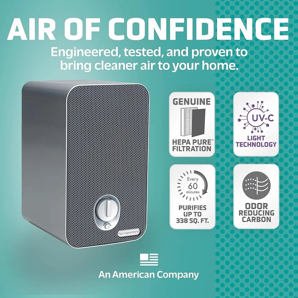 Desktop Air Purifier with True HEPA Filter UV-C Light Allergens Dust Germs Mold Removal Home Office Use