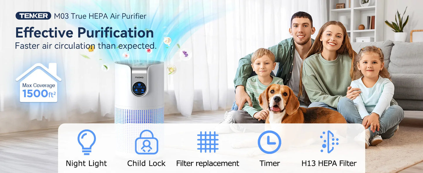 Air Purifier for Home Large Rooms Up to 1500ft² with Aromatherapy, HEPA Air Purifier for Allergies, Air Quality Monitor