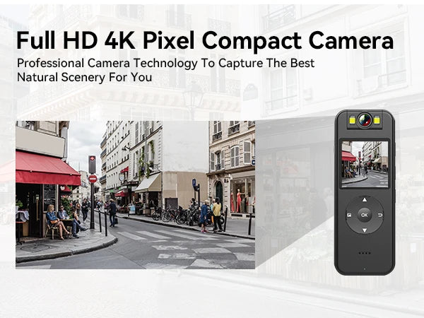 Human camera 4K 30fps ultra -high -definition record, 1.4 -inch screen recorder night vision lighting, wearable human camera