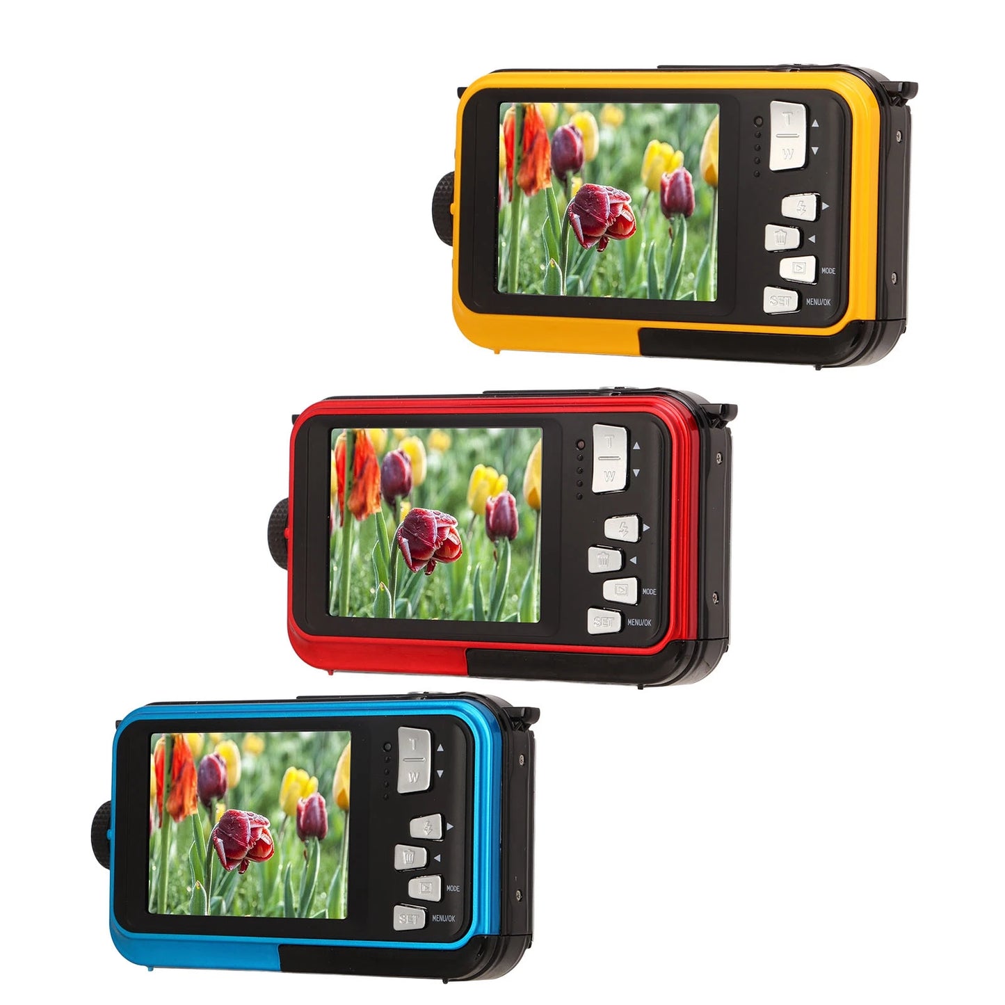 Full HD 2.7K 48MP 10ft Waterproof Underwater Digital Camera 16X Digital Zoom Front Rear Double Screens Water Resistant Camera