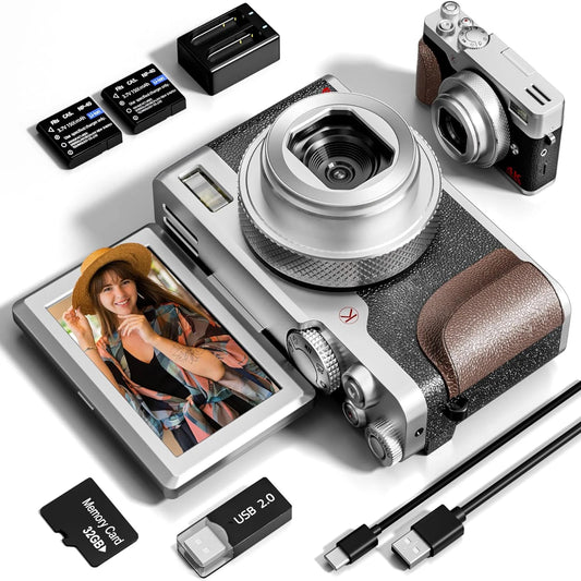 NBD Digital Camera 56MP Cameras for Photography 4K Camera 180°Flip Screen Digital Camera with 16X Digital Zoom Compact Camera
