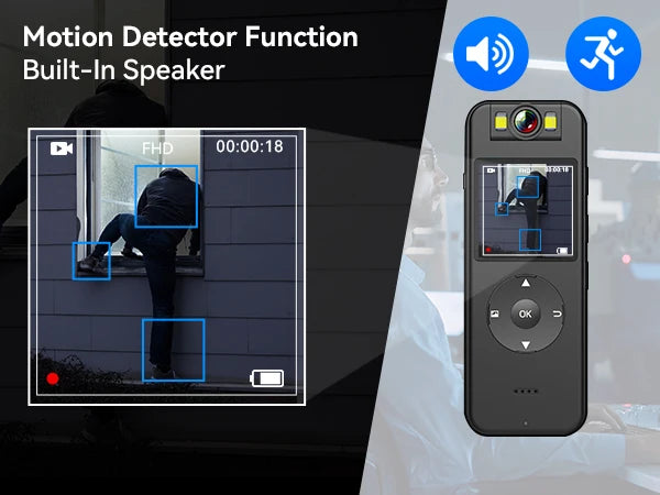 Human camera 4K 30fps ultra -high -definition record, 1.4 -inch screen recorder night vision lighting, wearable human camera
