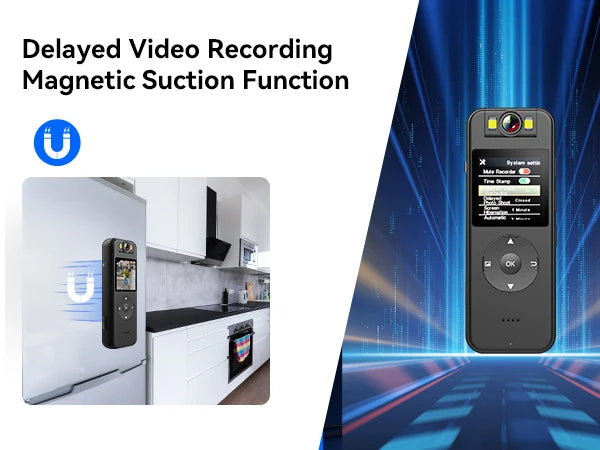 Human camera 4K 30fps ultra -high -definition record, 1.4 -inch screen recorder night vision lighting, wearable human camera