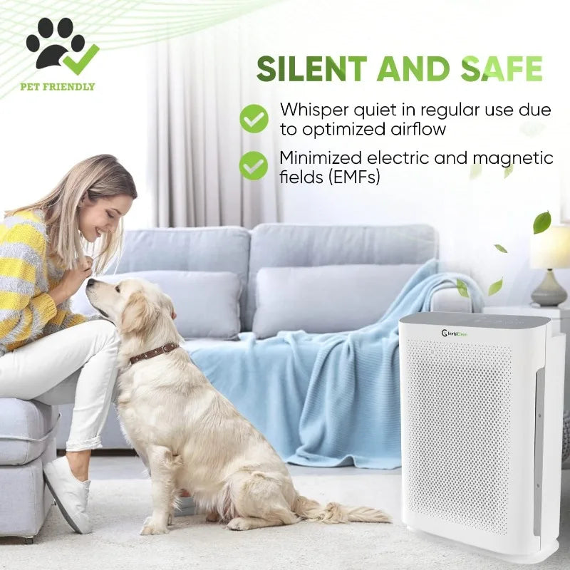 Air Purifier, 4-in-1 H13 True HEPA Filter/Ionizer/Carbon + UV Light, Portable Air Purifiers for Large Room - InvisiClean Aura II