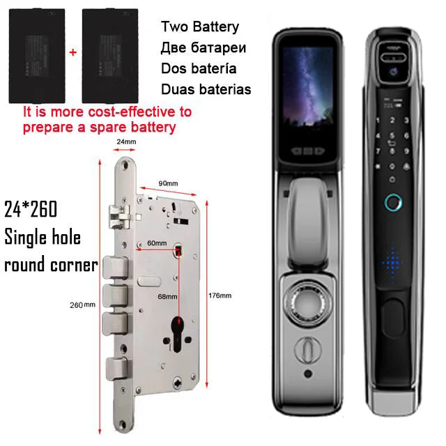 APP Face Recognition Smart Door Lock With Camera Video Call Voice Intercom Digital Door Lock Automatic Door Lock