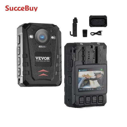 VEVOR 1440P HD Police Body Camera 128GB with Audio Video, 2.0" LCD, Infrared Night Vision, Waterproof GPS for Law Enforcement