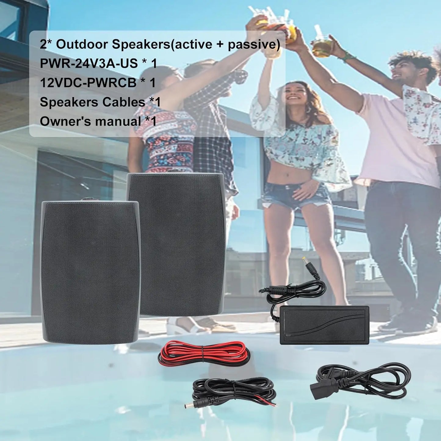 Herdio 6.5 Inches Outdoor Bluetooth Speakers 2 Way Wall Mount Sound Box Home Theater Subwoofer  for Porch Backyard (a Pair)