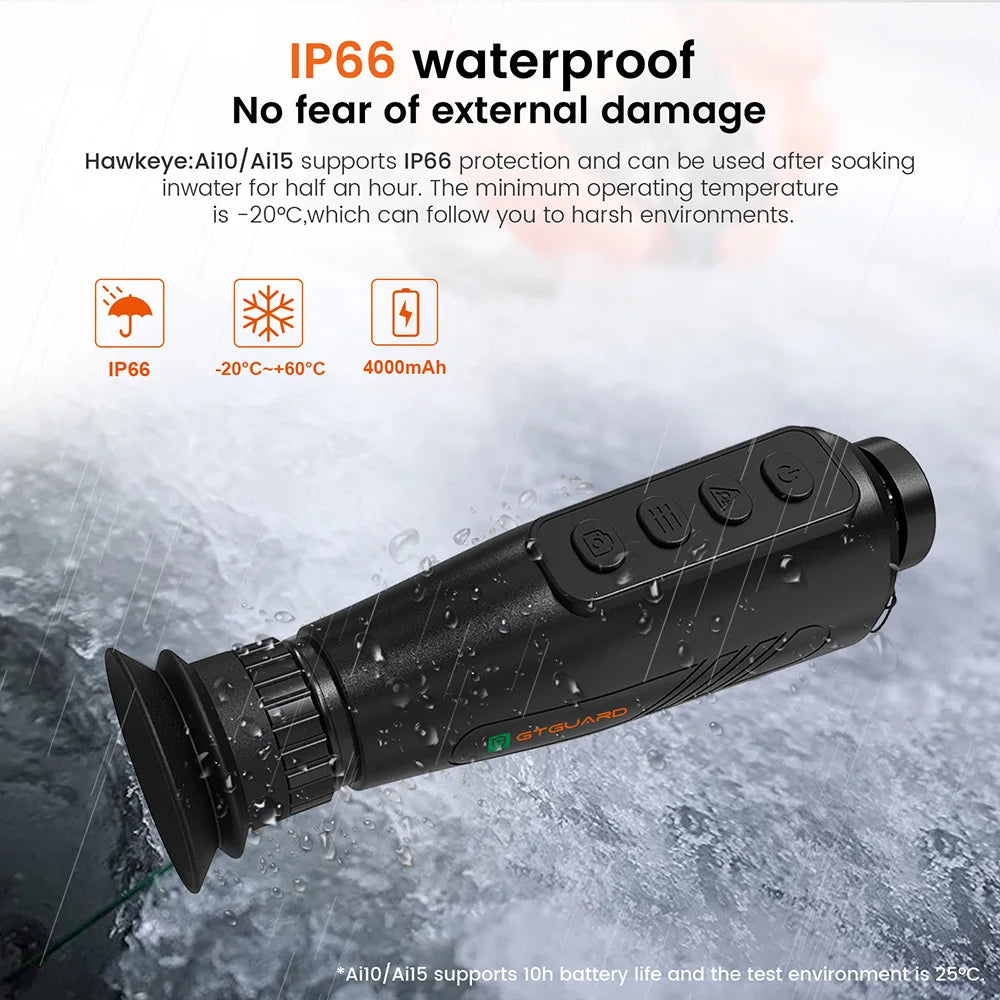Thermal Imaging Monocular Infrared Night Vision Scope GTGUARD Hawkeye Ai15 Handheld AI Super-resolution Waterproof Telescope
