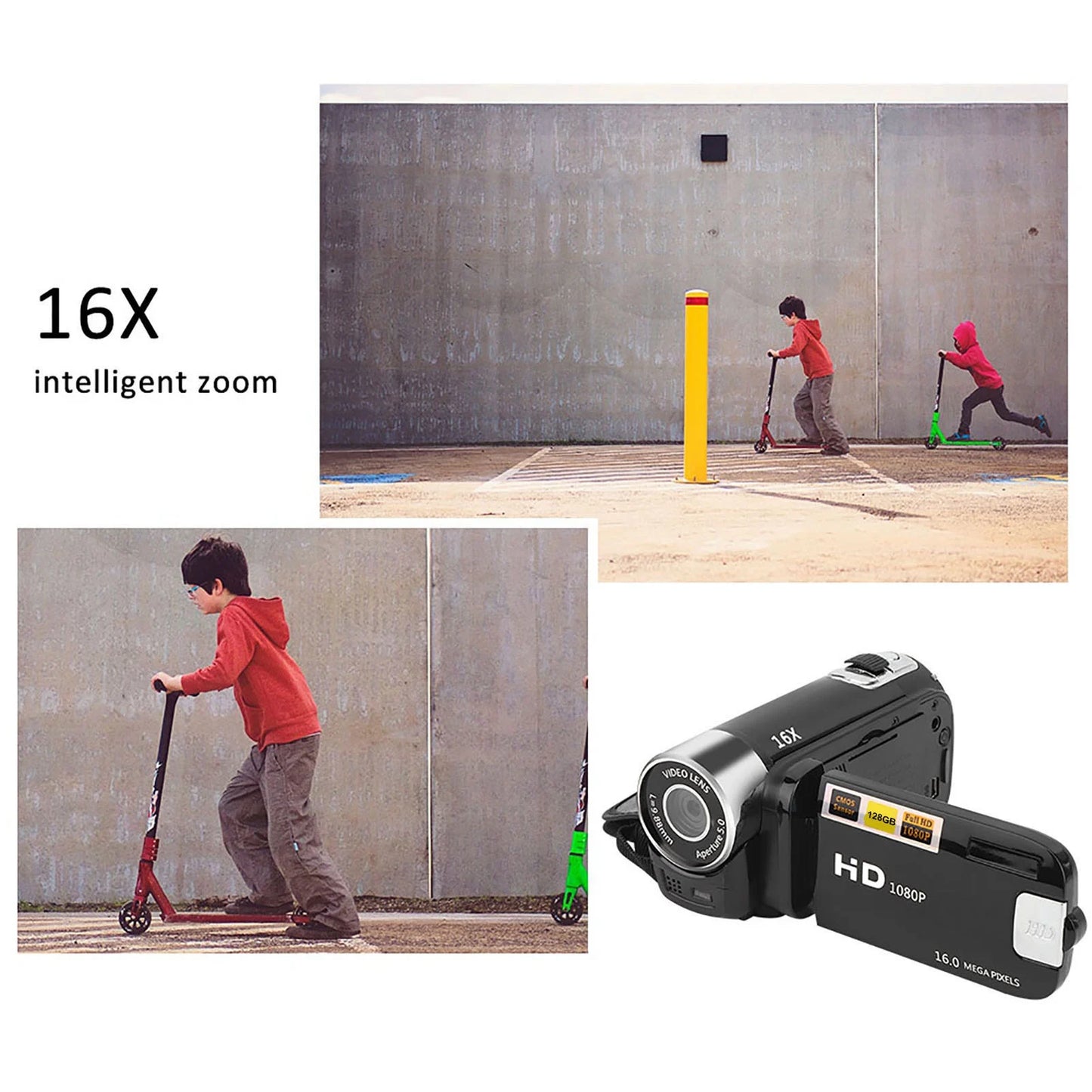 High Definition Camcorder Digital Camcorder Video Recorder 2.4 Inch 16X Digital Zoom for Student Photography Teenagers Kids