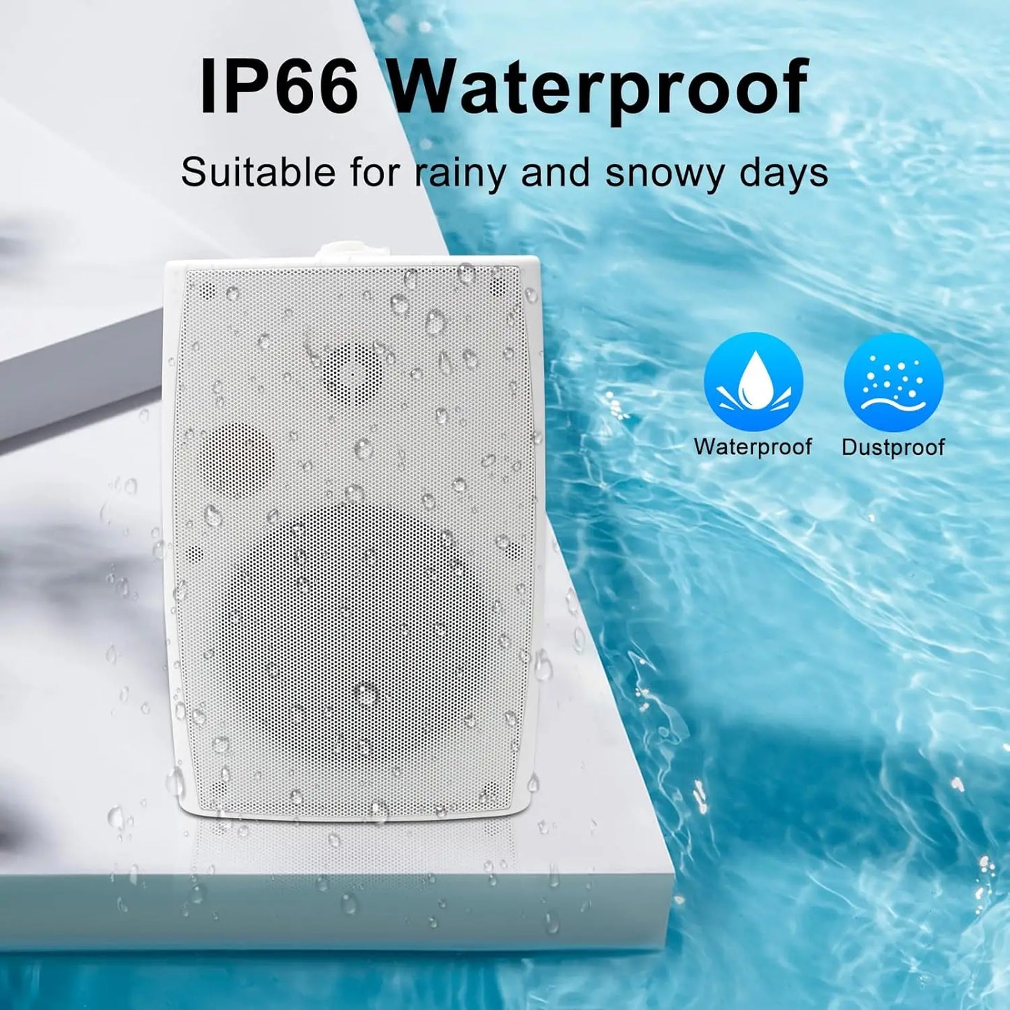 Herdio 6.5'' 400Watts Indoor Outdoor Bluetooth Speakers Waterproof Wired With Powerful Bass 2Way Wall Mount Speakers All-Weather