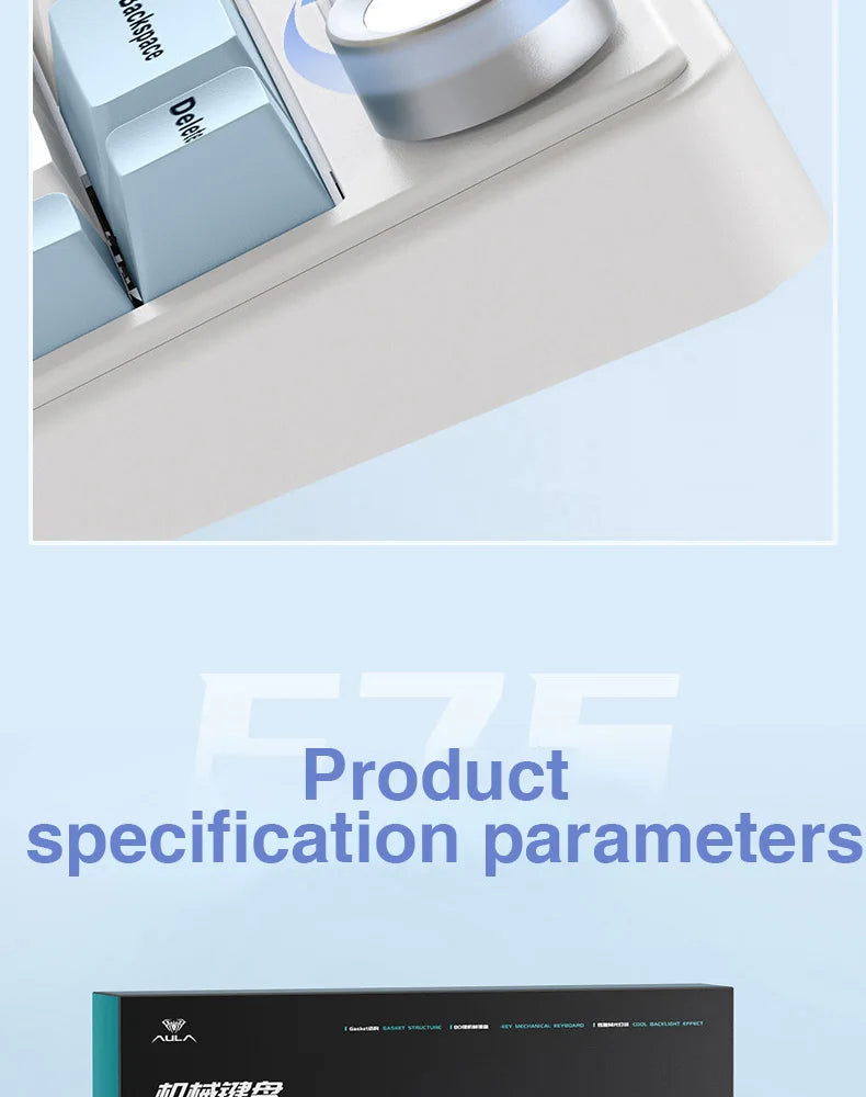 AULA F75 2.4G Wireless/Bluetooth/Wired Gaming Mechanical Keyboard RGB Customized 75% Layout Cherry Profile Gasket Structure