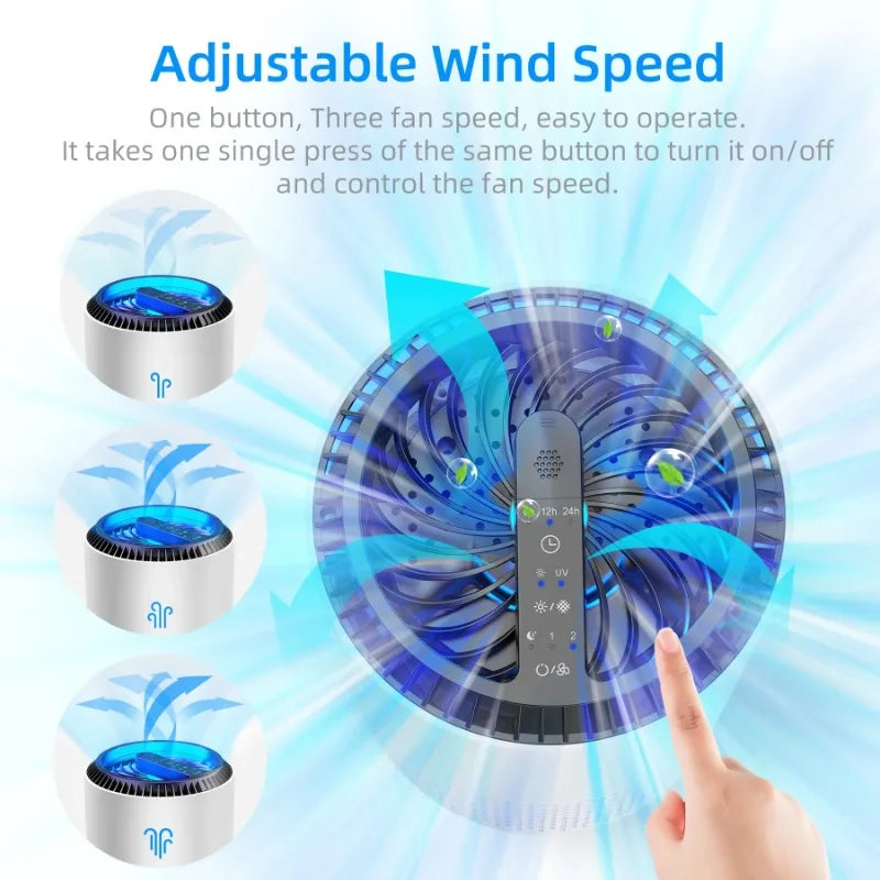 ALROCKET HEPA Air Purifier with Light Extra Large Room 350 Sq. ft, White