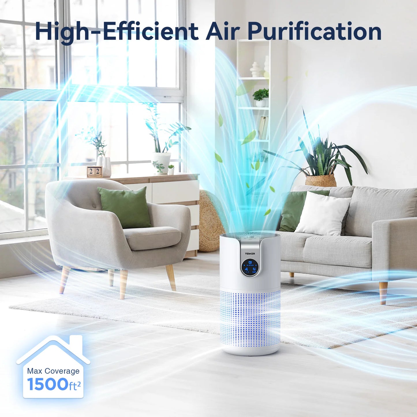 Air Purifier for Home Large Rooms Up to 1500ft² with Aromatherapy, HEPA Air Purifier for Allergies, Air Quality Monitor