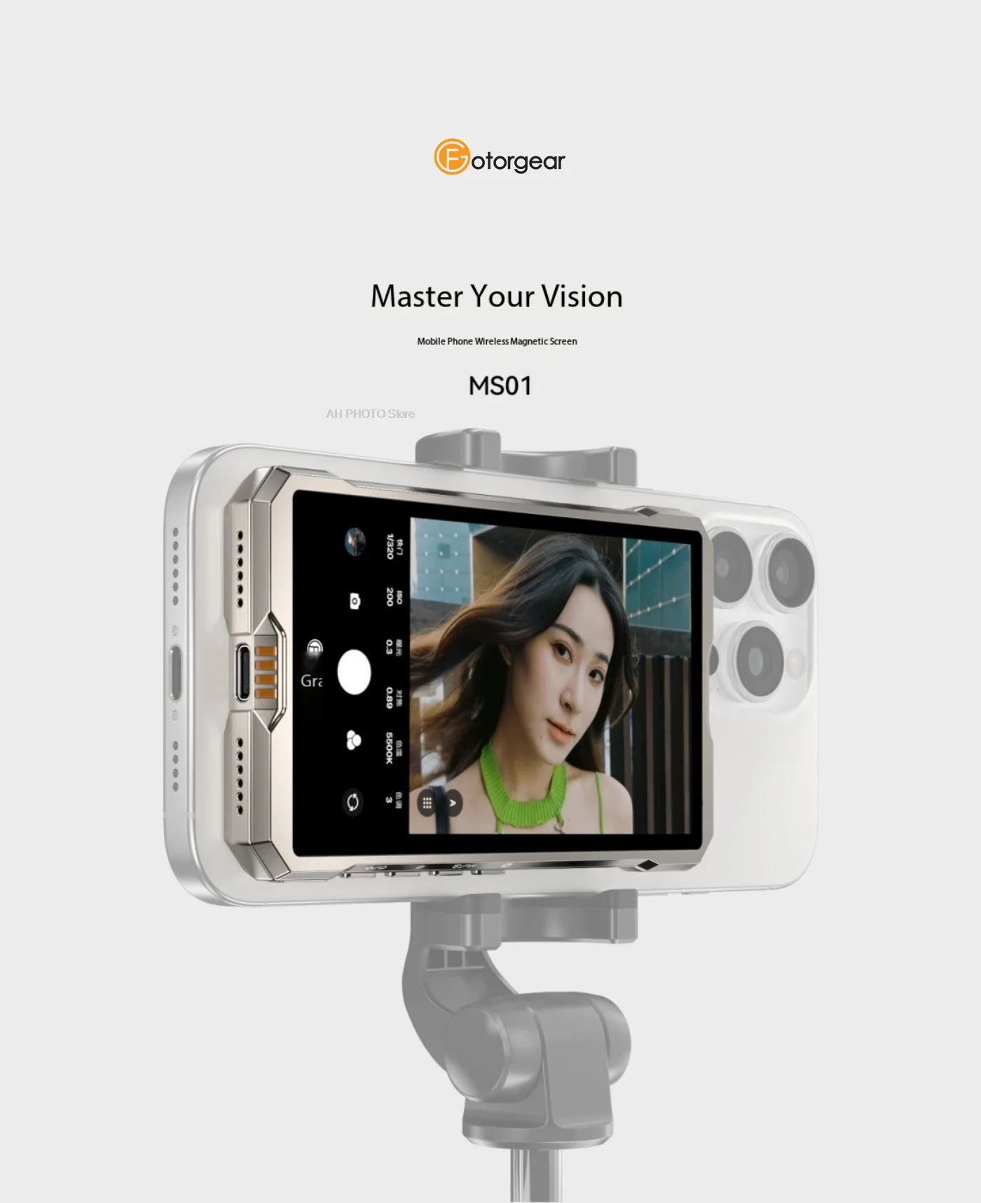 Fotorgear MS01 Smartphone Wireless Magnetic Selfie Monitor Screen For Smartphone Vlog Live Stream Video Recording VS KingMa PH01