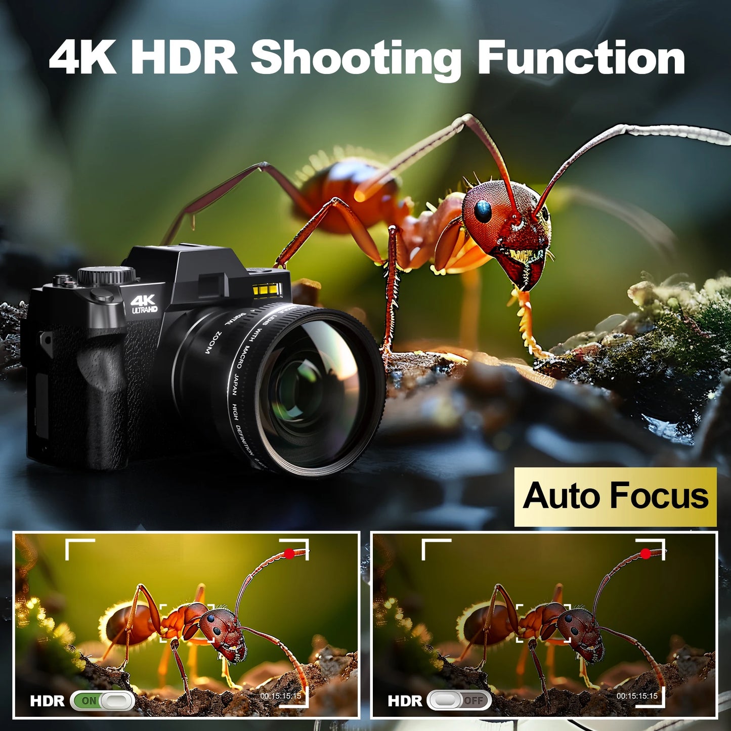 NBD 48MP Digital Cameras for Photography with WiFi & App Control,4K Autofocus Vlogging Camera , Anti-Shake,  Dual Batteries