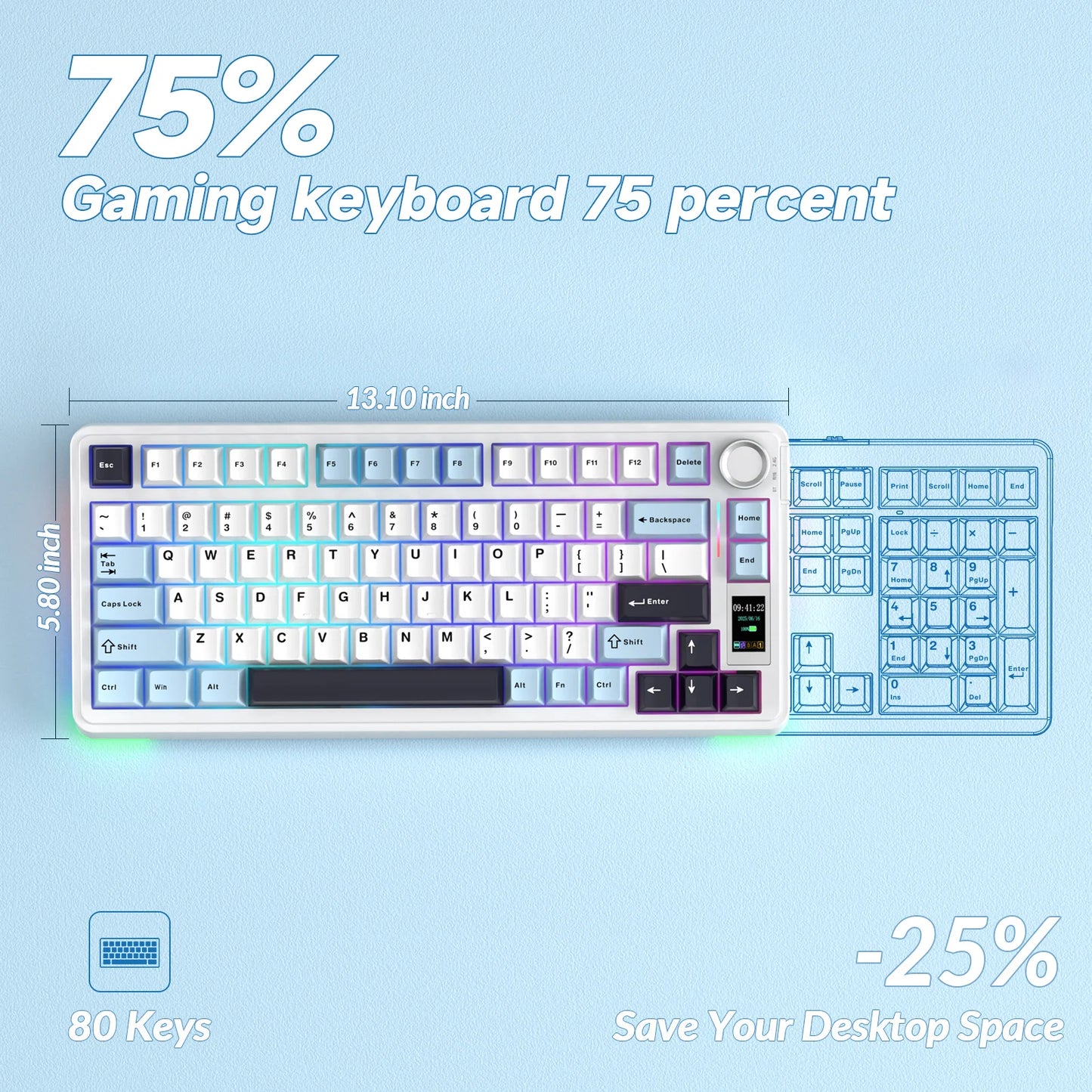 AULA S75pro Wireless Keyboard Tri-mode RGB Gaming Keyboard Hot Swap PBT Keycaps with Macro Software