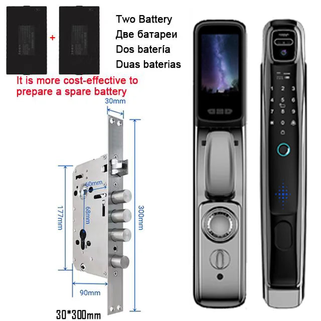 APP Face Recognition Smart Door Lock With Camera Video Call Voice Intercom Digital Door Lock Automatic Door Lock