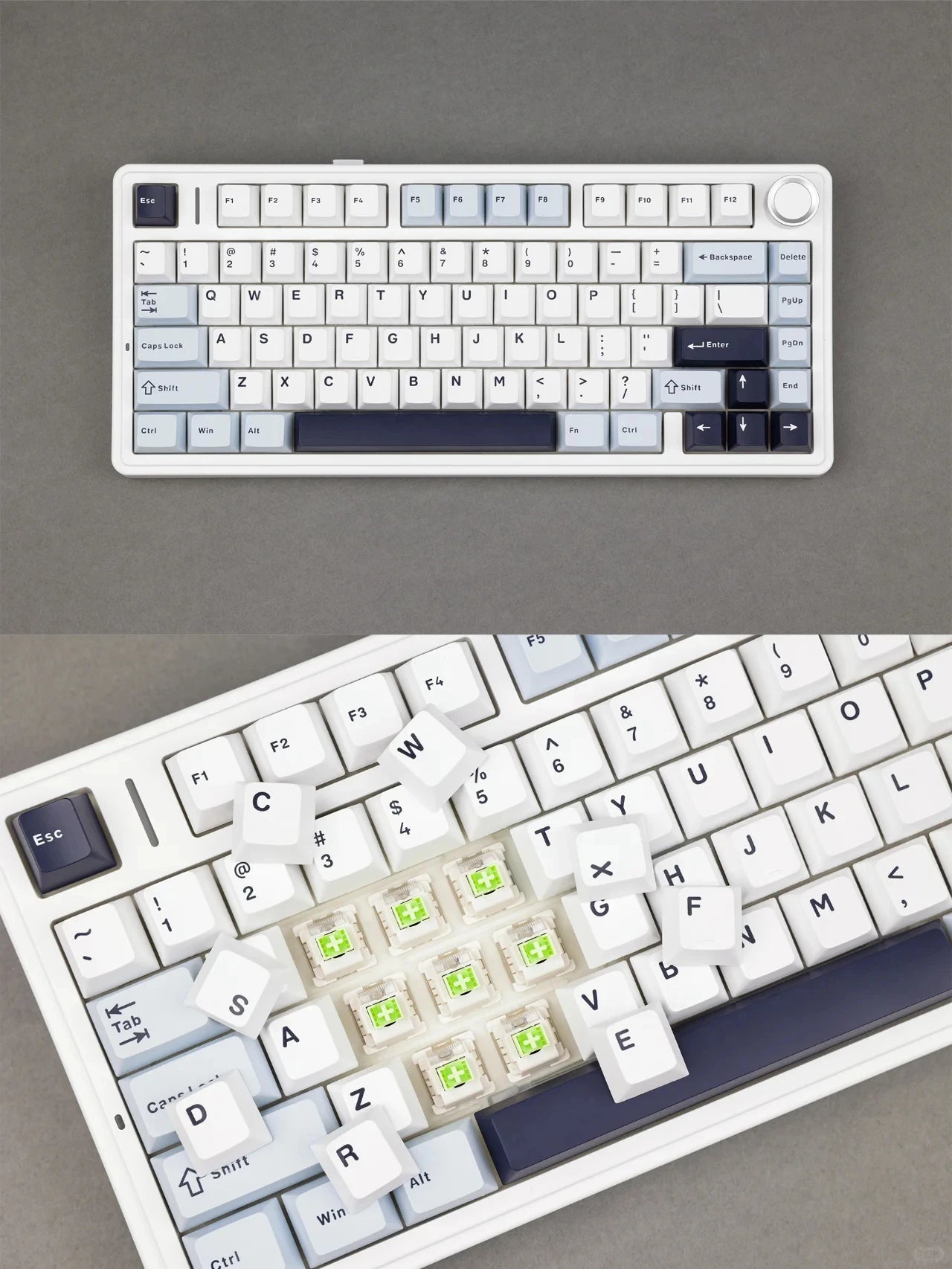 AULA F75 2.4G Wireless/Bluetooth/Wired Gaming Mechanical Keyboard RGB Customized 75% Layout Cherry Profile Gasket Structure