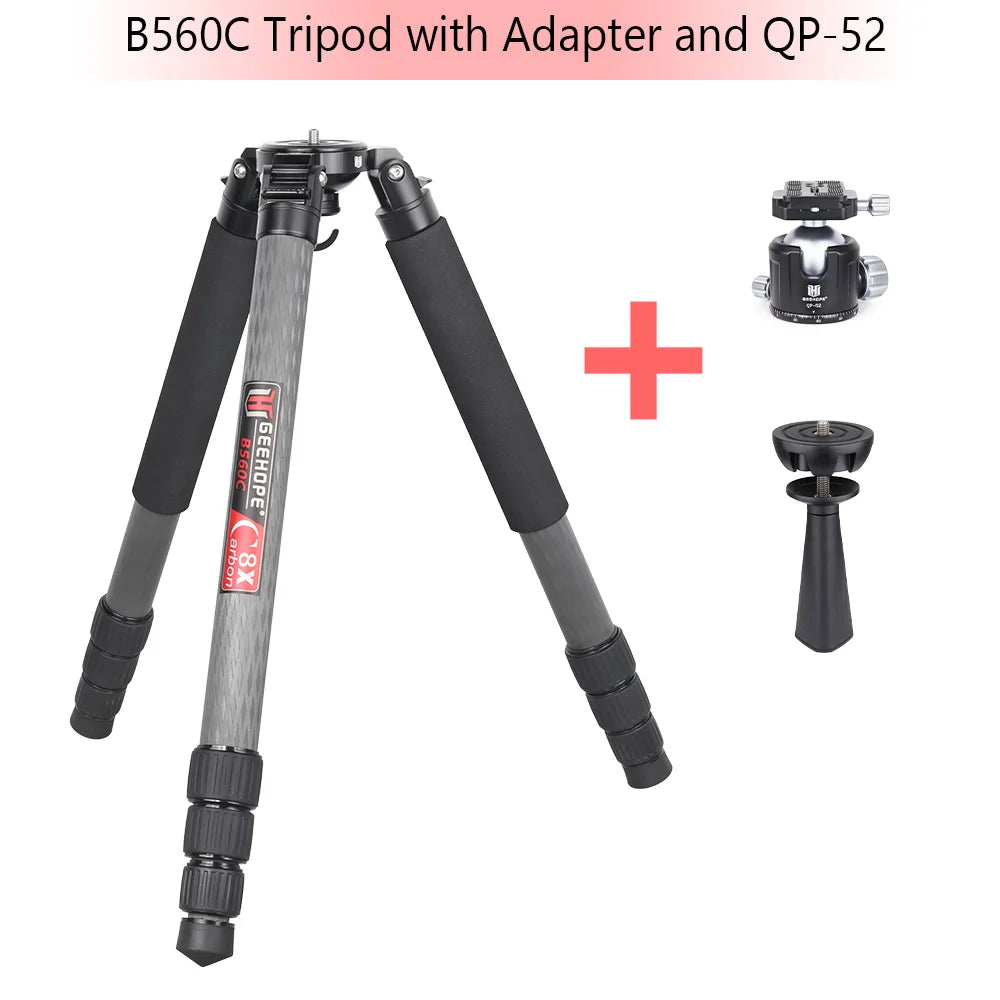 B560C Carbon Fiber Tripod 40mm Tube Professional Heavy Duty Tripod 30kg Load Bowl Tripod for DSLR Camera Shooting Birdwatching