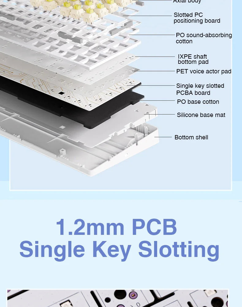 AULA F75 2.4G Wireless/Bluetooth/Wired Gaming Mechanical Keyboard RGB Customized 75% Layout Cherry Profile Gasket Structure