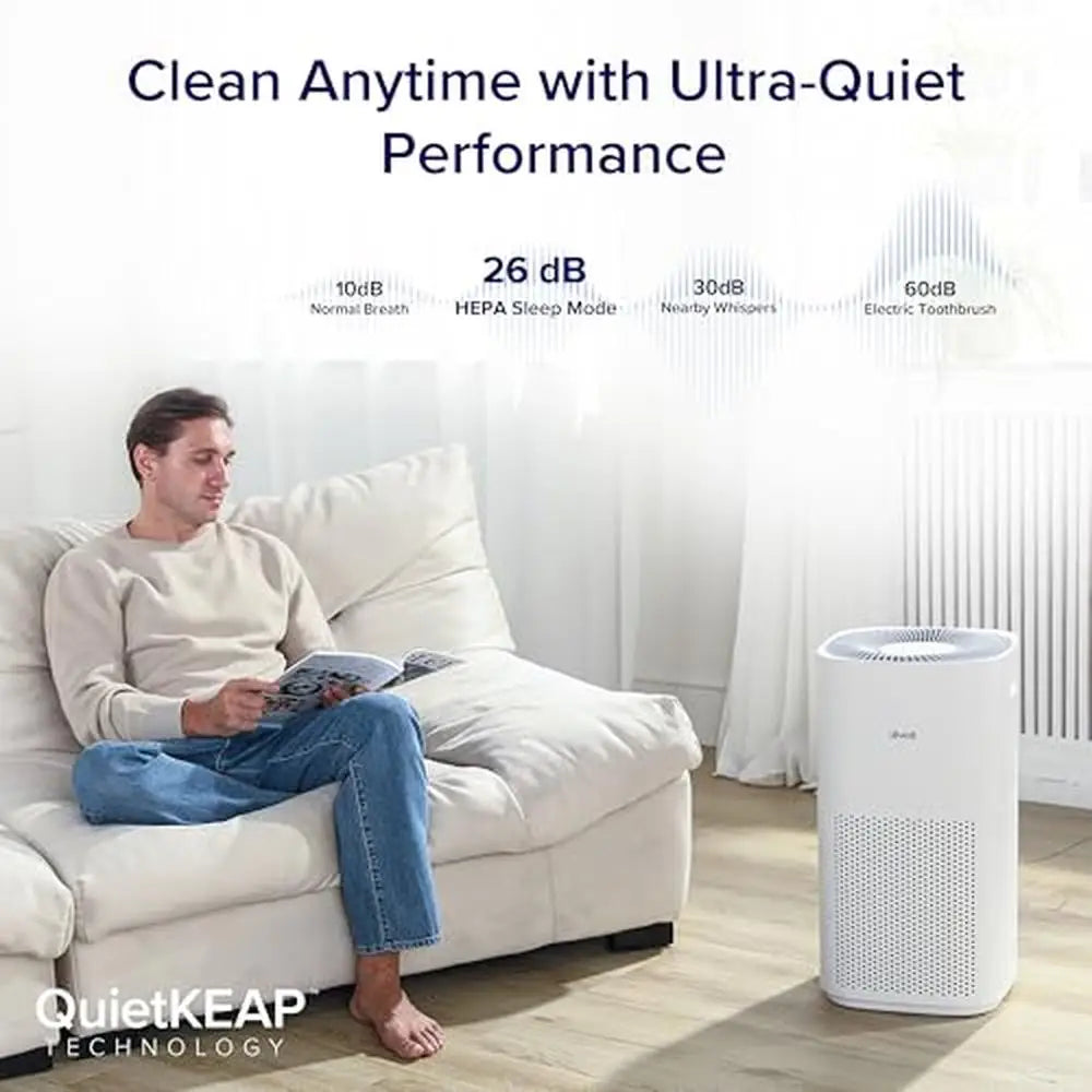Large Room Air Purifier WiFi PM2.5 Monitor HEPA Sleep Mode 3-in-1 Filter Smoke Pet Allergies Up to 3175 Sq. Ft Smart Technology