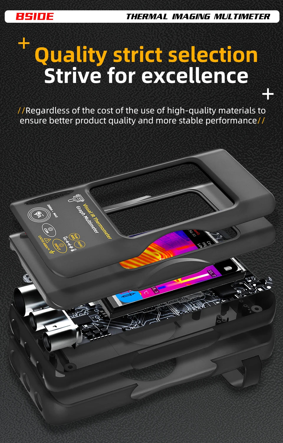 BSIDE Thermal Imager Multimeter 3.98 inch touchscreen 320*320 resolution 15 color palettes Water Leak Detection Circuit repair