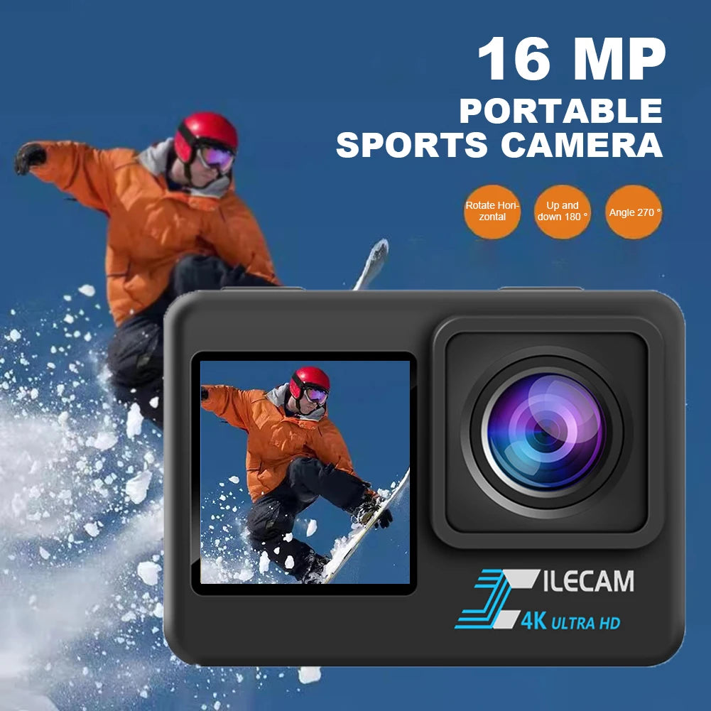4K UHD Outdoor Sport Cam 1080P 30FPS 2.0 Inch IPS Screen Bicycle Video Recording Camera Anti-Shake Video Camera 120 Wide Angle