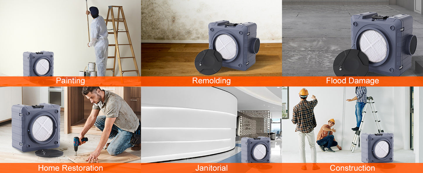 SucceBuy Air Scrubber with 3-Stage Filtration Stackable Negative Air 550/800 CFM  Air Cleaner with MERV10 Carbon H13 HEPA